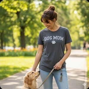 Gray Dog Mom T-Shirt. Dog Mom Graphic Tee